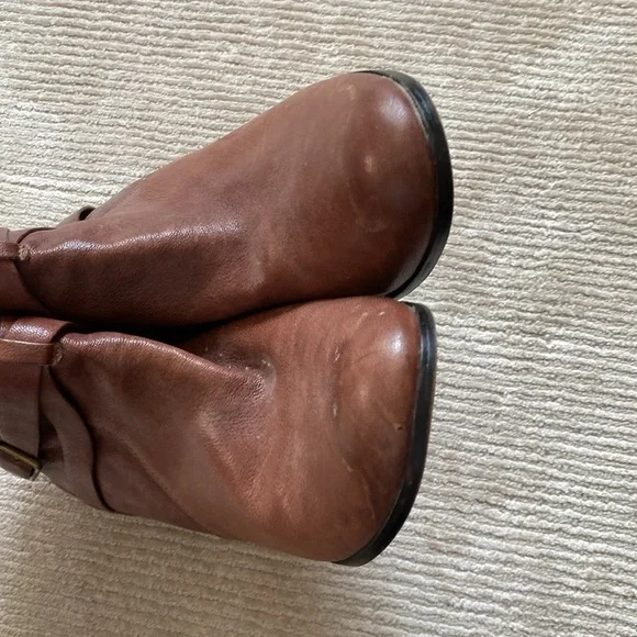 Cole Haan Cassidy Ankle Heeled Boots Leather Brown Buckle Size 11 - Picture 2 of 16